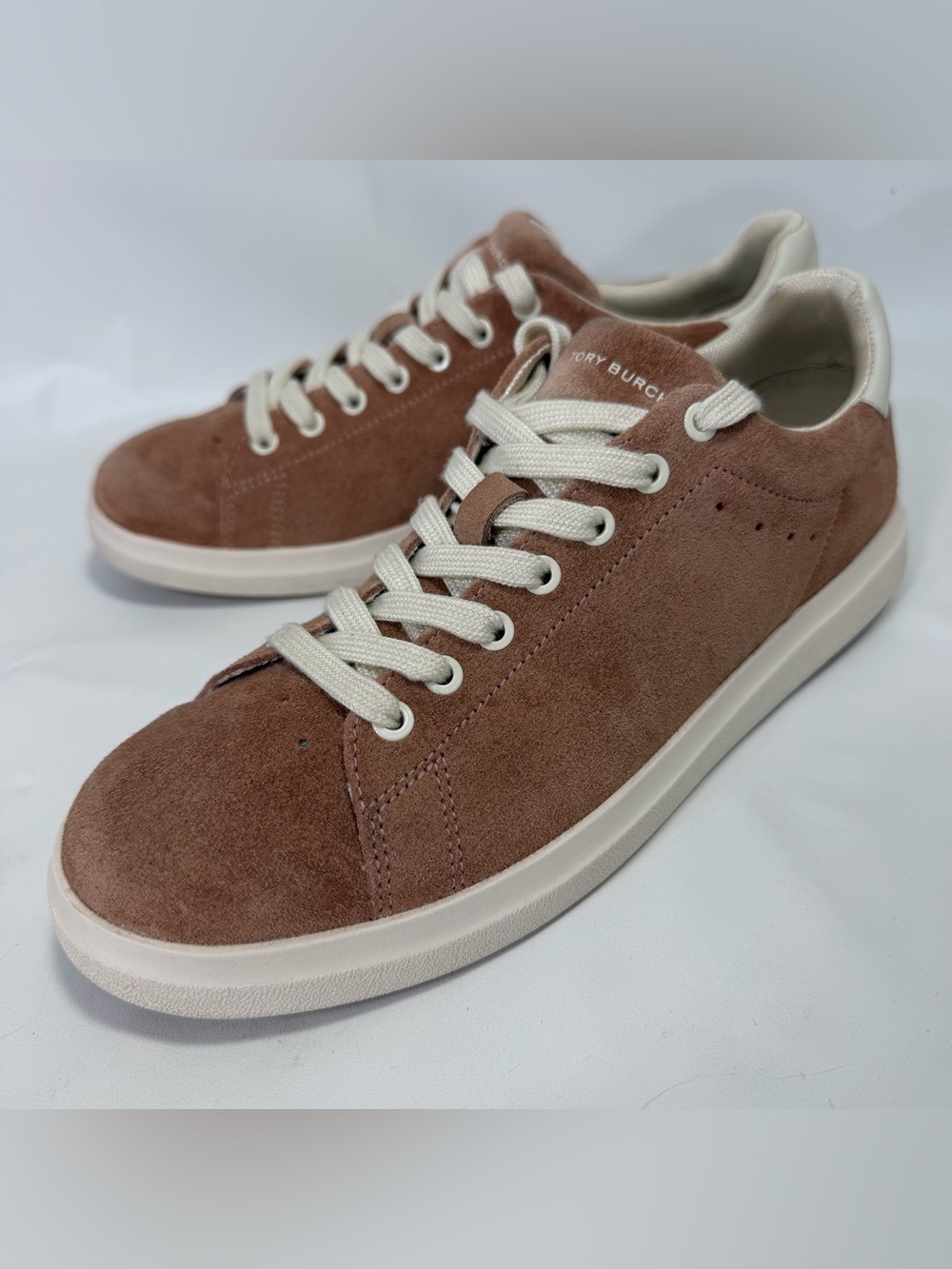 Tory Burch Rosewood Suede Leather Sneakers 8 M Low Top Lace Up